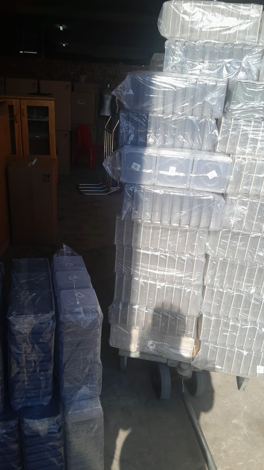 Wrapped stock stacked and prepared for collection